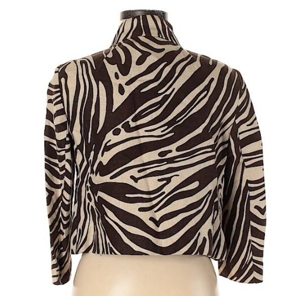 Michael Kors Zebra Print Linen Jacket - Picture 2 of 8